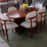 6 Seater Dining Table White with Brown Wood Finish