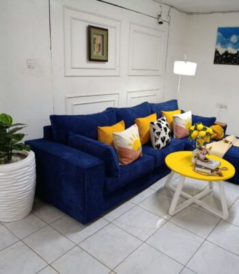 Blue L-Shaped Sofa