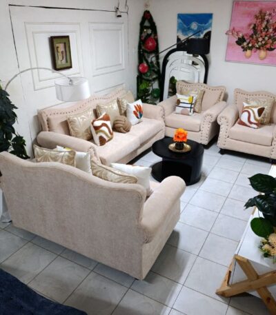 Elegant Beige Living Room Sofa Set