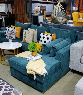 L-Shaped 6-Seater Sofa Turquoise Blue