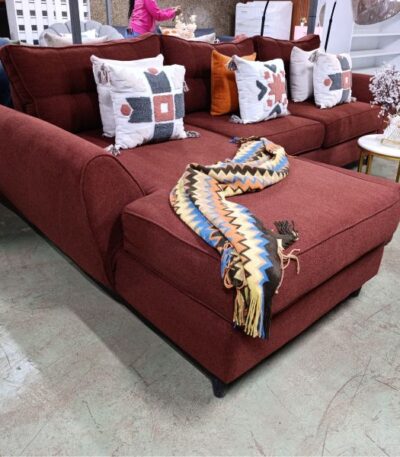 Luxurious L-Shaped 6 Seater Sofa Marron