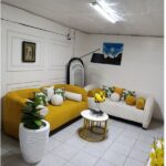 Modern 3 3 Seater Luxury Sofa Set Mustard & Cream