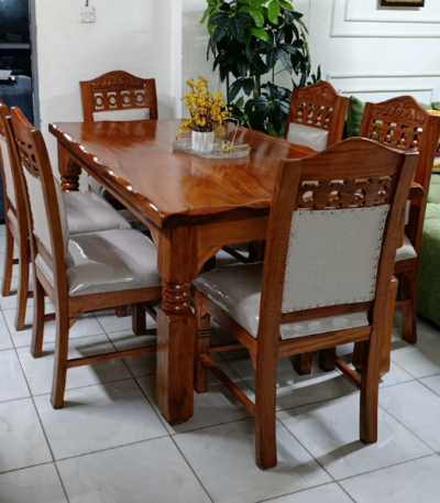 Six Seater Solid Mahogany Dining Set.