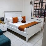 5by6 Wooden Bed Elegant White & Black Finish
