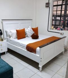 5by6 Wooden Bed Elegant White & Black Finish