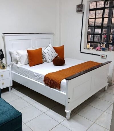 5by6 Wooden Bed Elegant White & Black Finish