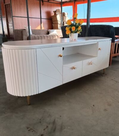 6-Feet White TV Stand Modern Design