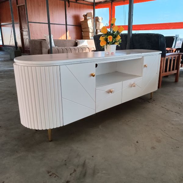 6-Feet White TV Stand Modern Design