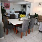 6-Seater Modern Dining Table Set White Tabletop with Grey