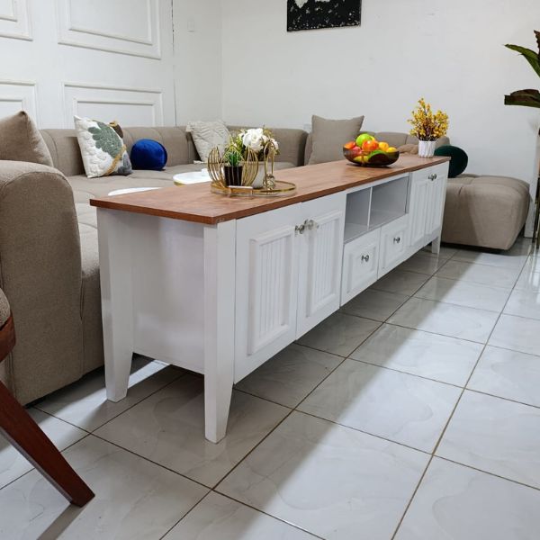 8-Feet TV Stand Modern Two-Tone Design