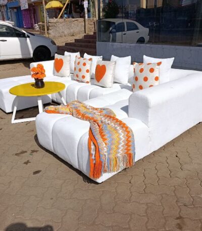 8-Seater L-Shaped Sofa White