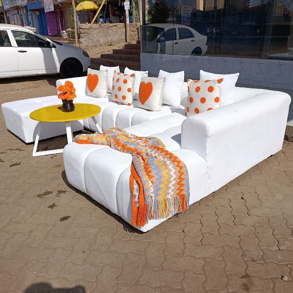 8-Seater L-Shaped Sofa White