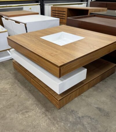 Elegant Brown Wooden Table with White Accents