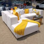 Off-White Sectional Sofa with Permanent Spring Cushions