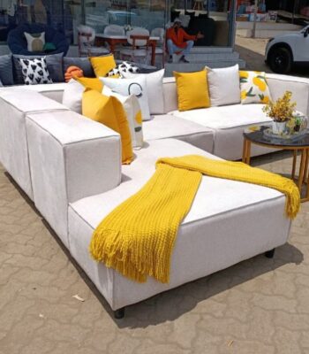 Off-White Sectional Sofa with Permanent Spring Cushions