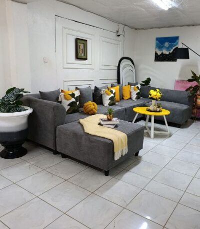 U-Shaped Grey Sofa -Modern Comfort