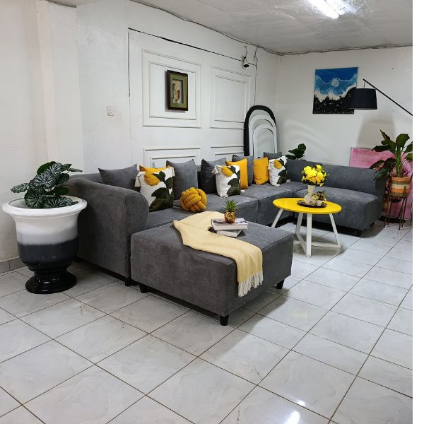 U-Shaped Grey Sofa -Modern Comfort