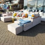 U-Shaped Sofa with Wooden Arms