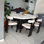 White and Black 6-Seater Dining Table