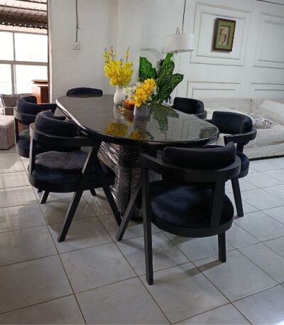 6-Seater Black Dining Table