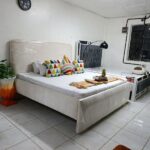 6by6 white fabric bed frame