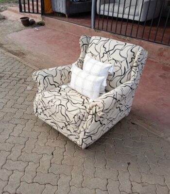 Arm Chair with Black Striped Pattern