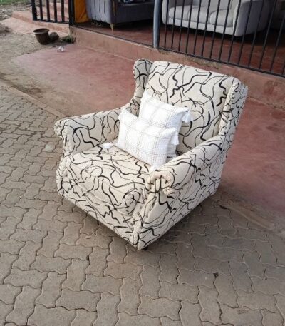 Arm Chair with Black Striped Pattern