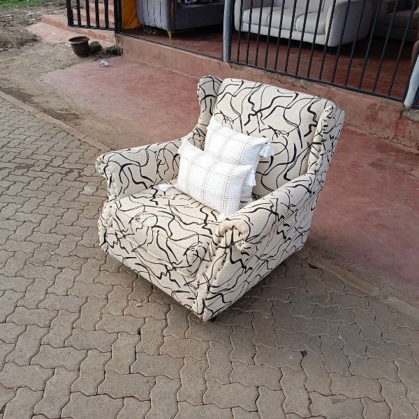 Arm Chair with Black Striped Pattern