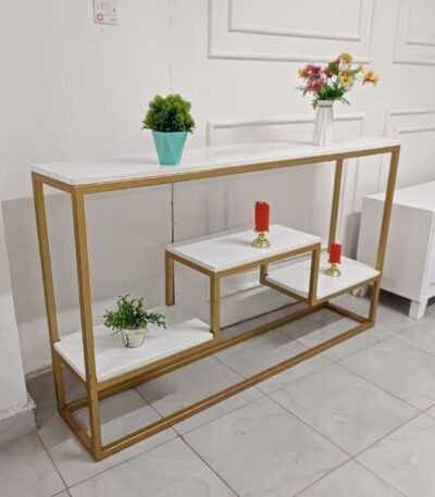 Elegant White & Gold Console Table