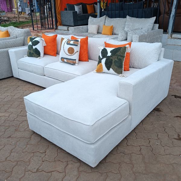 L-Shaped Sectional Sofa – Elegant White Comfort