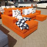 L-Shaped Sectional Sofa in Burnt Orange