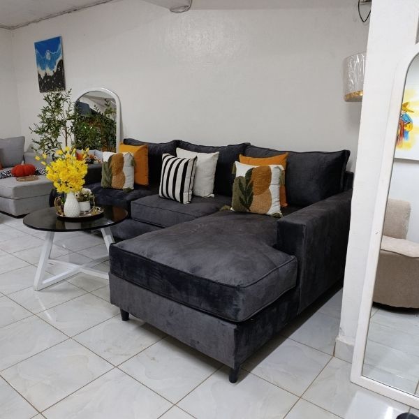 L Shaped Sectional SofaModern Charcoal Grey Comfort. L Shaped Sectional SofaModern Charcoal Grey Comfort.