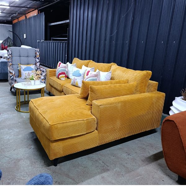 L-Shaped Sofa Mustard Yellow