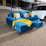 L-Shaped Sofa Dark Sky Blue