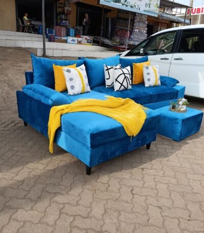 L-Shaped Sofa Dark Sky Blue