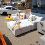 Luxury Bubble Sofa Grey & Cream Spring Cushion Comfort