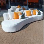 Luxury Curved White Bouclé Sofa