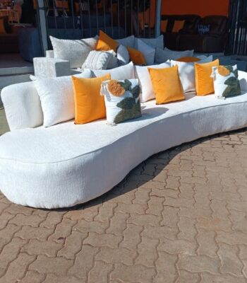 Luxury Curved White Bouclé Sofa