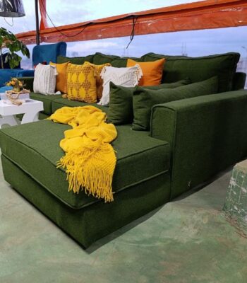 Luxury Forest Green L-Shaped Sectional Sofa