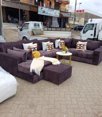 Luxury L-Shaped Sectional Sofa in Deep Brown