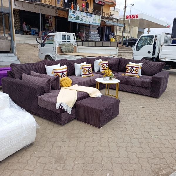 Luxury L-Shaped Sectional Sofa in Deep Brown
