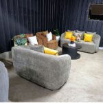 Modern 7-Seater Curved Fabric Sofa Set