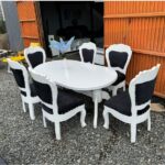 Modern Black & White 6-Seater Dining Table Set