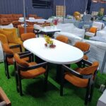 Modern Oval Dining Table Set with Velvet Accent Chairs