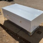 Modern White Storage Coffee Table with Gold Accents