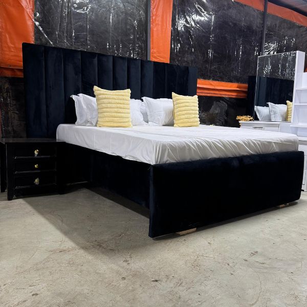 Six by Six Black Fabric Bed