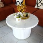 White Coffee Table with Marble Top