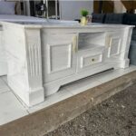 White TV Console with Gold Handles