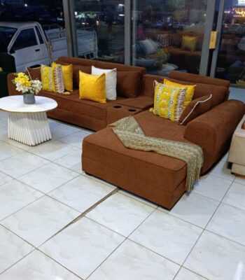 Burnt Orange L-Shaped Sectional Sofa – Modern Luxury Sofa 