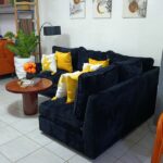 Luxury Black Corduroy 5-Seater Sofa